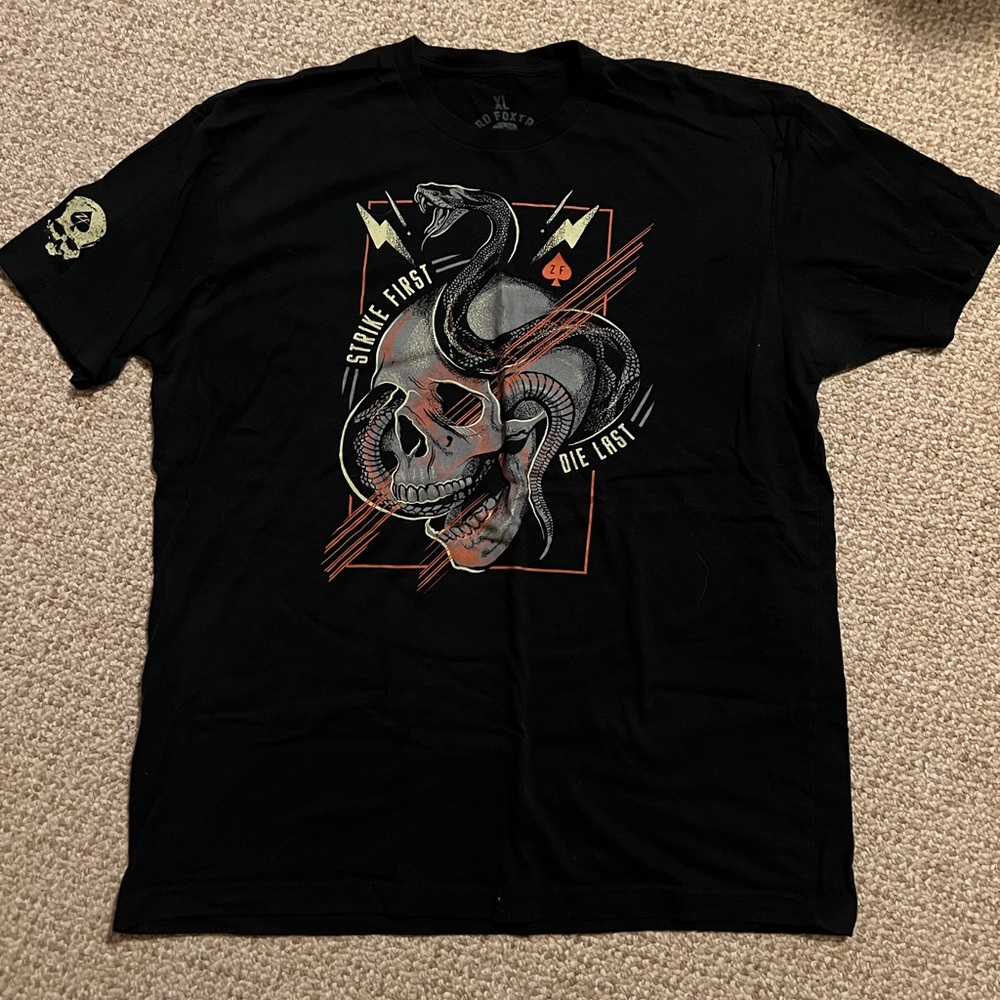 Black Graphic Tee with Skull Design